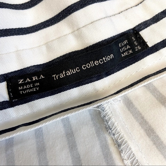 ZARA Paper Bag Striped Tie Waist Shorts - Size: Small - Picture 9 of 10